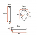 Teleskopowa noga stołu składana Astro 3T 555-765 mm srebrna - Lippert