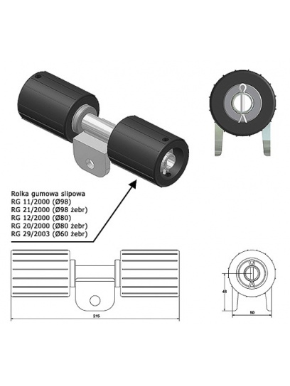 Zestaw rolek podłodziowych RG25