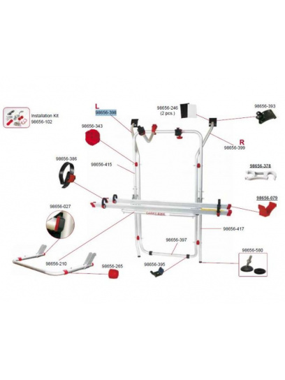 Wspornik lewy do bagażnika Carry-Bike C VWT5 Red - Fiamma