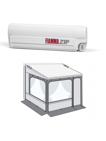 Markiza ścienna w kasecie z zabudową ZIP S 300 Large Polar White Royal Grey - Fiamma