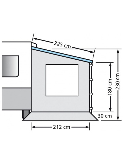 Ścianka boczna z oknem do markizy przyczepy Sidewall Caravans 212x180/230 cm - EuroTrail
