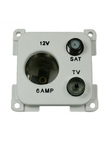 Gniazdo C-line 12V + ant + sat białe - Haba