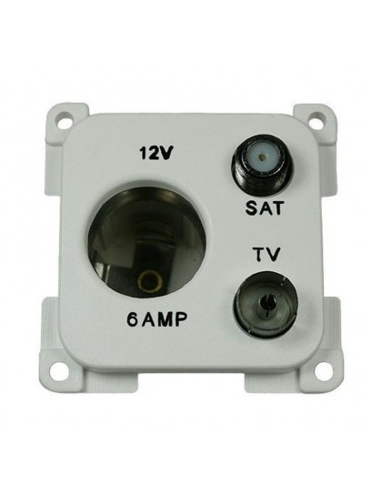 Gniazdo C-line 12V + ant + sat białe - Haba
