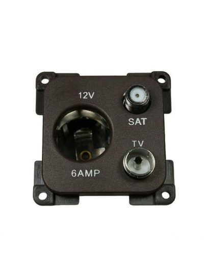 Gniazdo C-line 12V + ant + sat brązowe - Haba