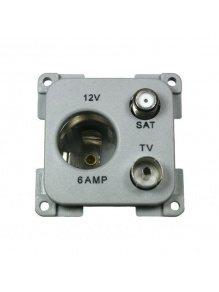 Gniazdo C-line 12V + ant + sat szare - Haba