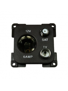 Gniazdo C-line 12V + ant + sat czarne - Haba