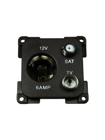 Gniazdo C-line 12V + ant + sat czarne - Haba