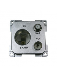 Gniazdo C-line 12V + ant + sat srebrne - Haba
