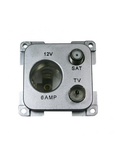 Gniazdo C-line 12V + ant + sat srebrne - Haba
