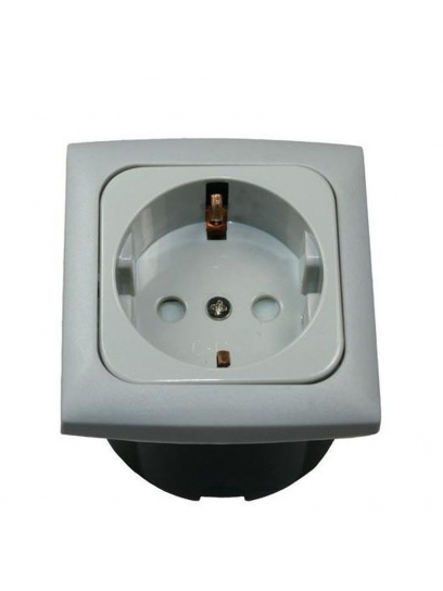 Gniazdo Schuko C-line 230V + ramka + isobox szare - Haba