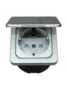 Gniazdo Schuko C-line 230V + klapka + isobox srebrne - Haba