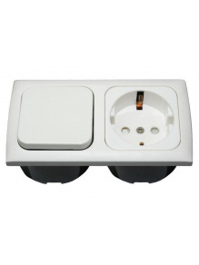 Gniazdo Schuko C-line 230V i przełącznik + ramka + isobox biały - Haba