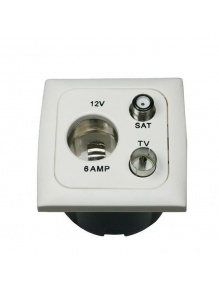 Gniazdo C-line 12V/ant/sat + ramka + isobox białe - Haba