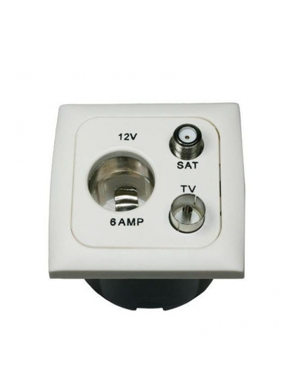 Gniazdo C-line 12V/ant/sat + ramka + isobox białe - Haba