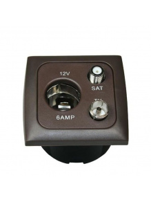Gniazdo C-line 12V/ant/sat + ramka + isobox brązowe - Haba