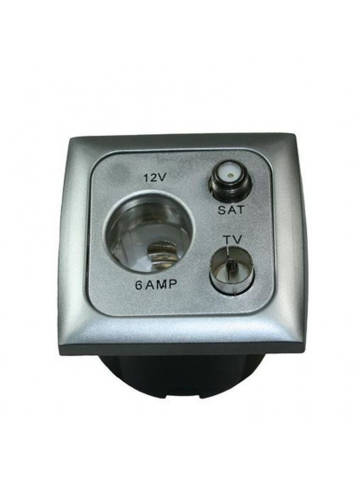 Gniazdo C-line 12V/ant/sat + ramka + isobox srebrne - Haba