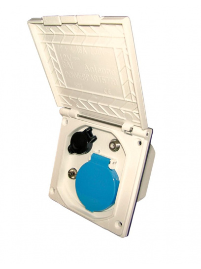 Gniazdo zewnętrzne CEE 230 V/12 V + ant + sat beżowe - Haba
