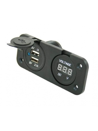 Ładowarka USB 3,1 A + woltomierz cyfrowy miernik napięcia 10-30 V wpuszczana - Haba