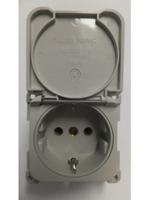 Gniazdo Schuko 250V/10-16A z klapką szare - Fawo