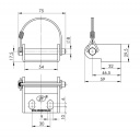 Uchwyt zawiasu przyczepy Ø8 mm UZ-06 + kabłąk - Steelpress