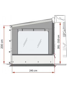 Ścianka boczna do markizy z oknem Side W Pro F80L XXL - Fiamma