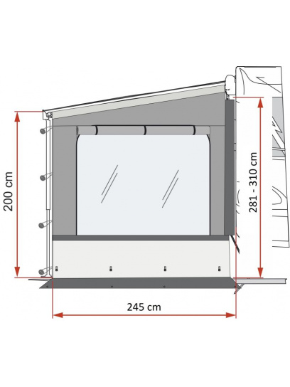Ścianka boczna do markizy z oknem Side W Pro F80L XXL - Fiamma