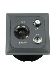 Gniazdo C-line 12V/ant/sat + ramka + isobox antracyt - Haba