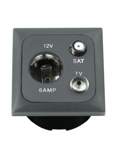 Gniazdo C-line 12V/ant/sat + ramka + isobox antracyt - Haba