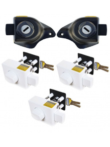 Zamki bezpieczeństwa do kabiny Ducato X250/Boxer/Jumper do 2021 + zabezpieczenie drzwi HEOSystem biały 3 szt. - HEOSolution