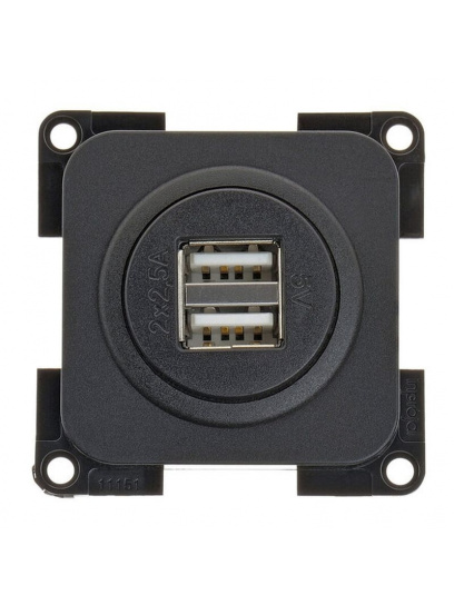 Gniazdo ładowania USB podwójne 5 V / 2x 2,5 A czarne - Fawo