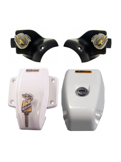 Zamki bezpieczeństwa do kabiny Ducato 2006-2021 / Boxer / Jumper 2006-2023 + zabezpieczenie drzwi HEOSystem biały - HEOSolution