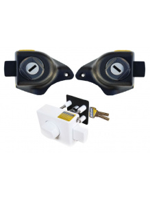 Zamki bezpieczeństwa do kabiny Ducato od 2021 Boxer / Jumper od 2023 + zabezpieczenie drzwi Carado / SunLight od 2013, Trusco / Glucksmobil do 2019 HEOSystem biały - HEOSolution