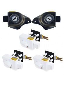 Zamki bezpieczeństwa do kabiny Ducato od 2021 Boxer / Jumper od 2023 + zabezpieczenie drzwi Carado / SunLight od 2013, Trusco / Glucksmobil do 2019 HEOSystem biały 3 szt. - HEOSolution