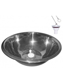 Zlewozmywak okrągły, umywalka do kampera przyczepy fi 34 cm z odpływem, syfonem FAWO