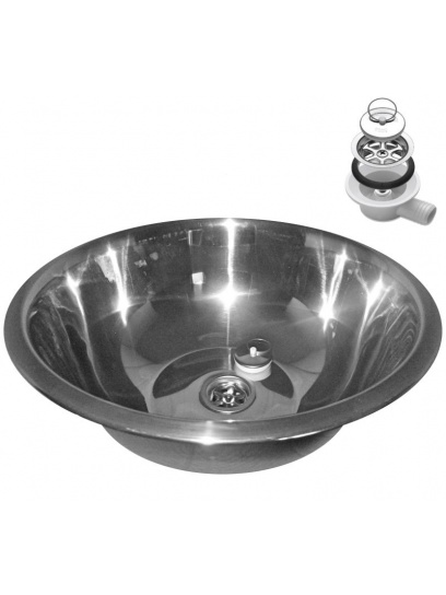 Zlewozmywak okrągły, umywalka do kampera przyczepy fi 29 cm z odpływem, syfonem Dometic