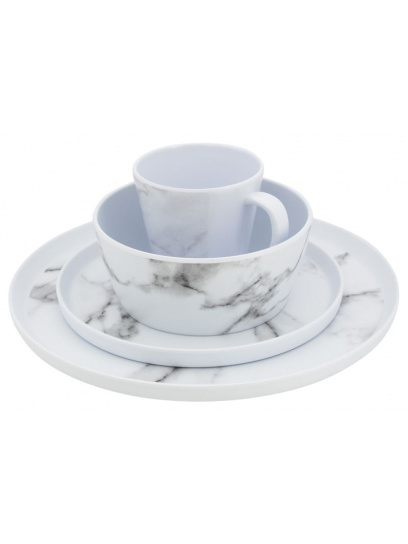 Zestaw obiadowy z melaminy Marble Table Ware 16 pcs - EuroTrail