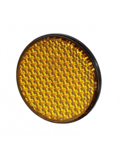 Odblask okrągły ze śrubą M5x14 mm i czarną ramką - żółty