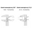Redukcja gazowa kątowa 21,8L x 3/8``L (stożek)