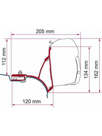 Adapter do markizy F45s Kit VW T5/T6 Multivan/Transporter RHD Deep Black - Fiamma