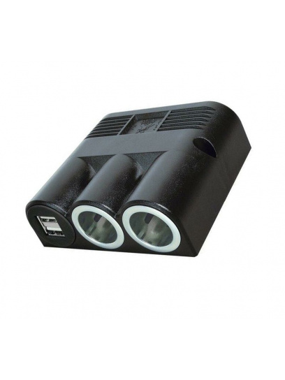 Podwójne gniazdo zapalniczki naścienne + 2x USB - Fawo