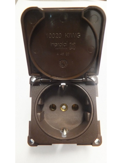 Gniazdo 230 V Schuko do zabudowy z klapką brązowe - Fawo
