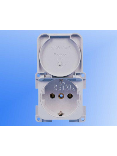 Gniazdo 230 V Schuko do zabudowy z klapką szare - Fawo