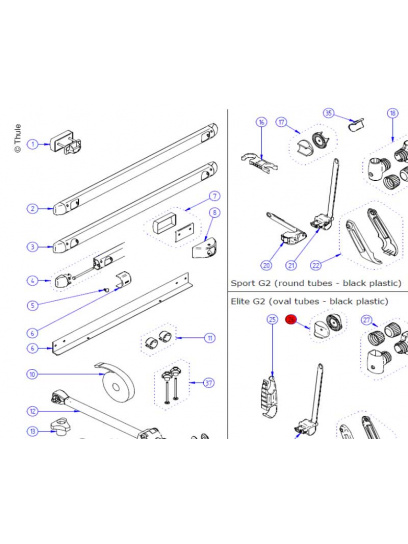 Elementy ząbkowane owalne G2 lewy+prawy - Thule