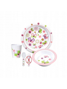 OUTLET - Zestaw obiadowy z melaminy dla dzieci Butterfly 3+ - Brunner