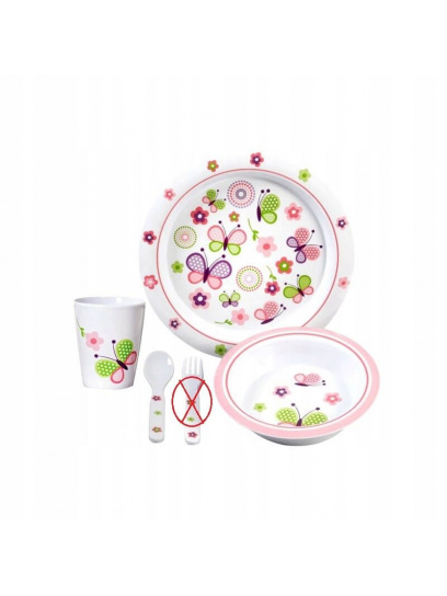 OUTLET - Zestaw obiadowy z melaminy dla dzieci Butterfly 3+ - Brunner
