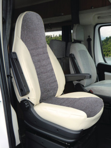 Pokrowce na fotele kabiny beżowo-szare (2 szt.) - Carbest