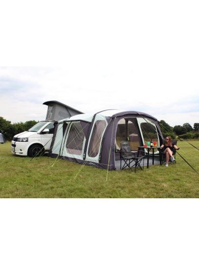 Dmuchany przedsionek do busa Movelite 3 Vario, 350×420 cm, wys. 180–240 lub 240–290 cm, 4000 mm, 250HD ripstop, 29,3 kg, grafit/kość słoniowa – Outdoor Revolution