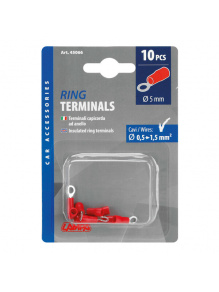 Końcówki oczkowe izolowane 0,5–1,5 mm² (czerwone), 10 szt. - Lampa