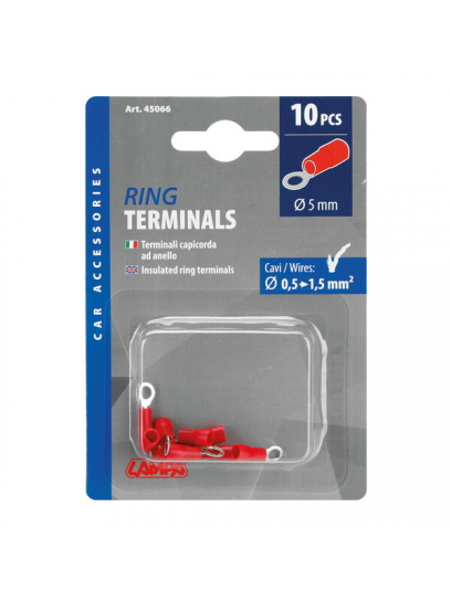 Końcówki oczkowe izolowane 0,5–1,5 mm² (czerwone), 10 szt. - Lampa