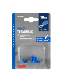 Końcówki oczkowe izolowane 1,5–2,5 mm² (niebieskie), 10 szt. - Lampa